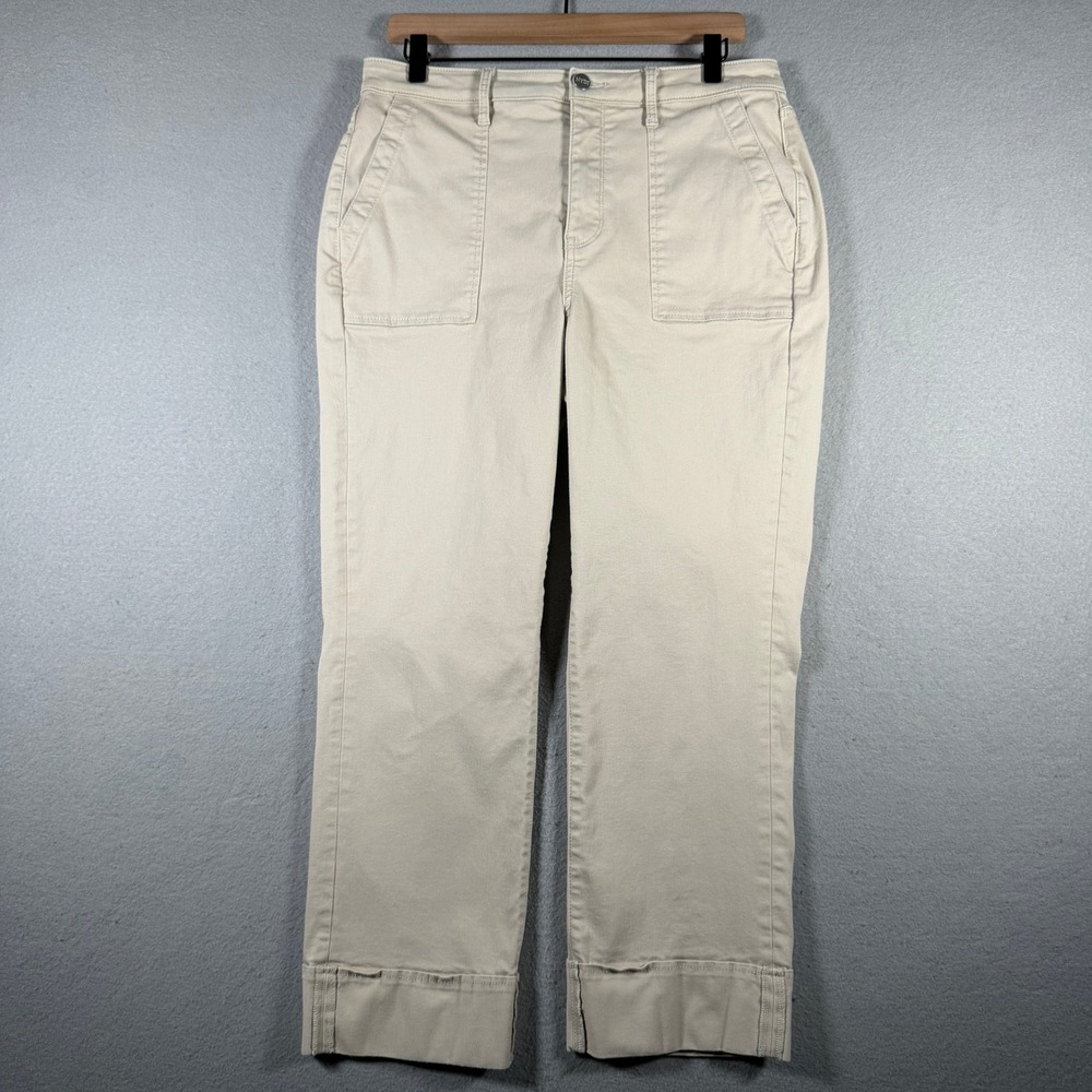 NYDJ Teresa Wide Leg Ankle Jeans Feather Beige Lift Tuck MFOS8741 Womens 10